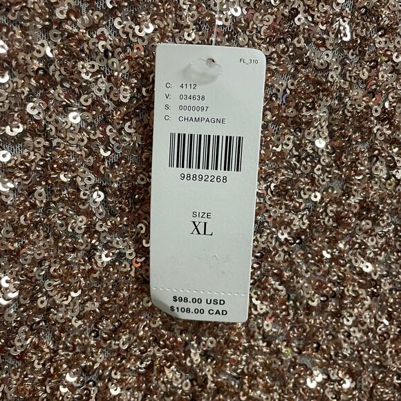 NWT Anthropologie Maeve Short Sleeve Sequin Tee in Champagne Womens Size XL - Picture 6 of 8